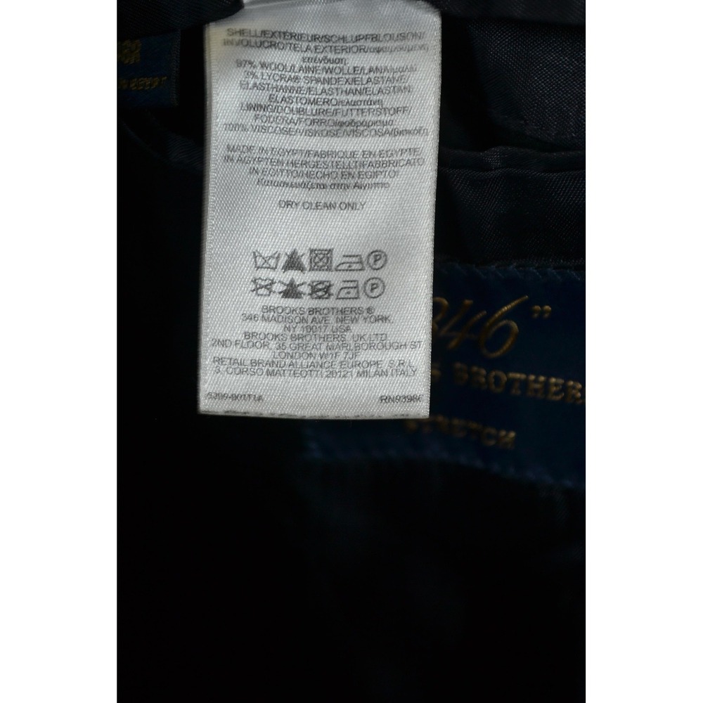 Brooks Brothers 346 Suit Jacket Mens 46R Blue Wool Stretch Sport Coat Blazer - Picture 10 of 16